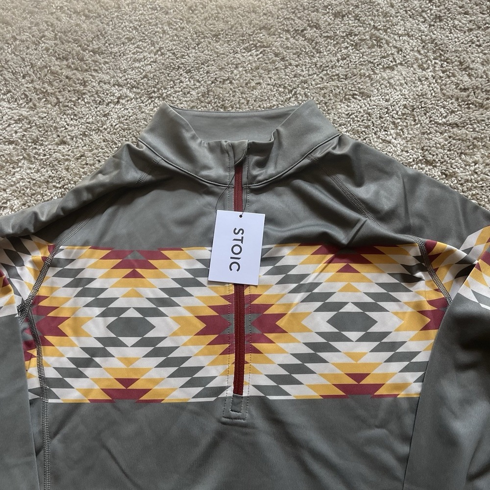 New Stoic 1/4 Zip Base layer‎ Lightweight Men's Medium Aztec Southwestern - Picture 4 of 10